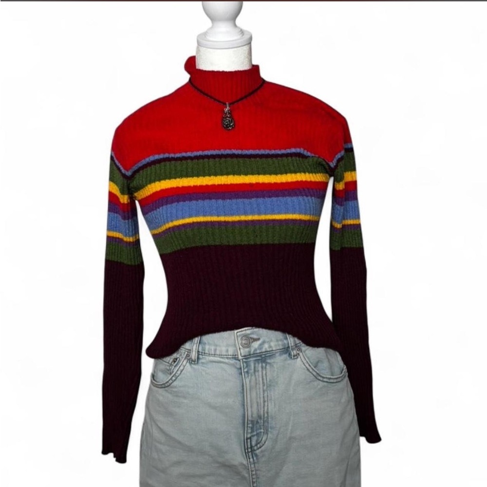 🌈 Y2K Rainbow Mock Neck Sweater 🌈 - Picture 5 of 5